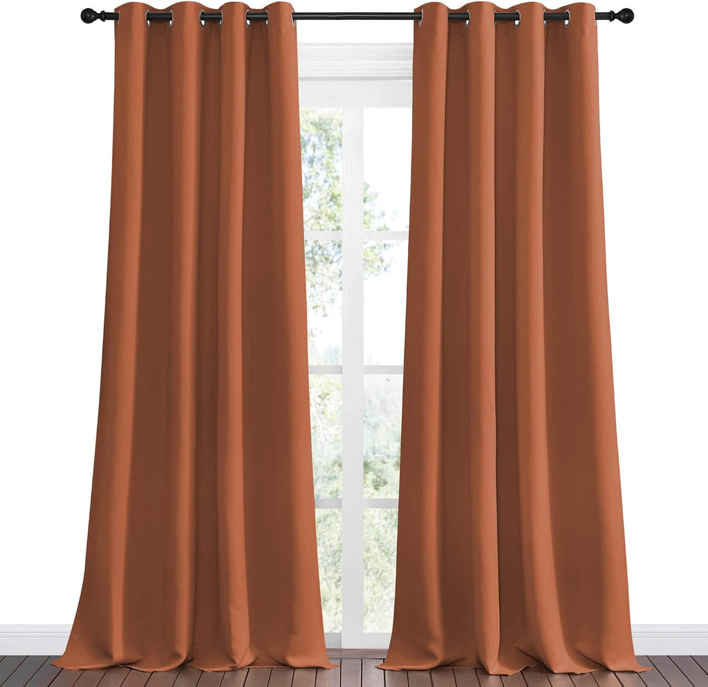 Nicetown Burnt Orange Blackout Curtains for Sliding Door - 55 by 102, 2 Pieces, Blocking Out Sunlight Window Treatment Modern Design Gromme…