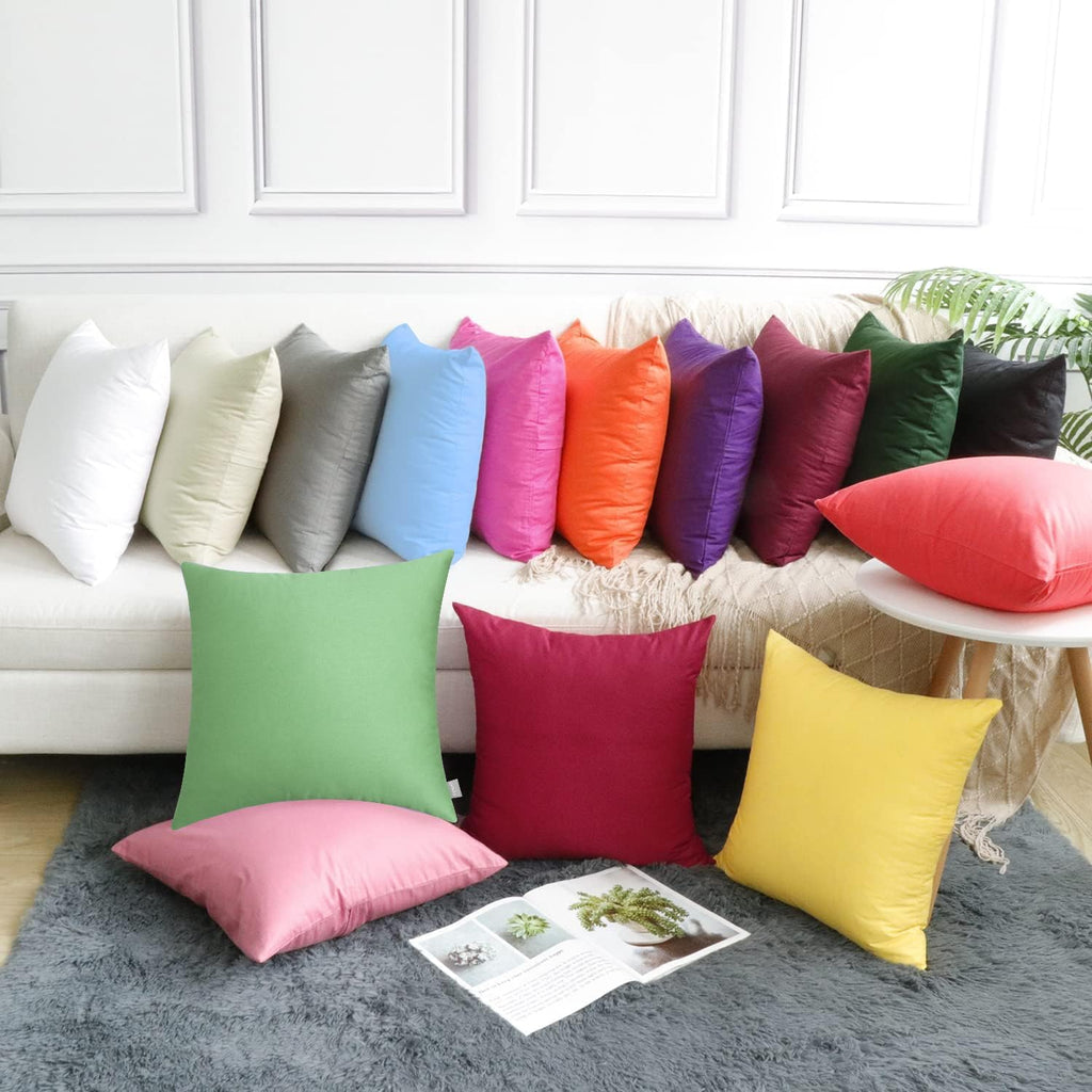 Thmyo 4-Pack 100% Cotton Comfortable Solid Decorative Throw Pillow Case, Square Cushion Cover Pillowcase Sublimation Blank Pillow Covers DI…