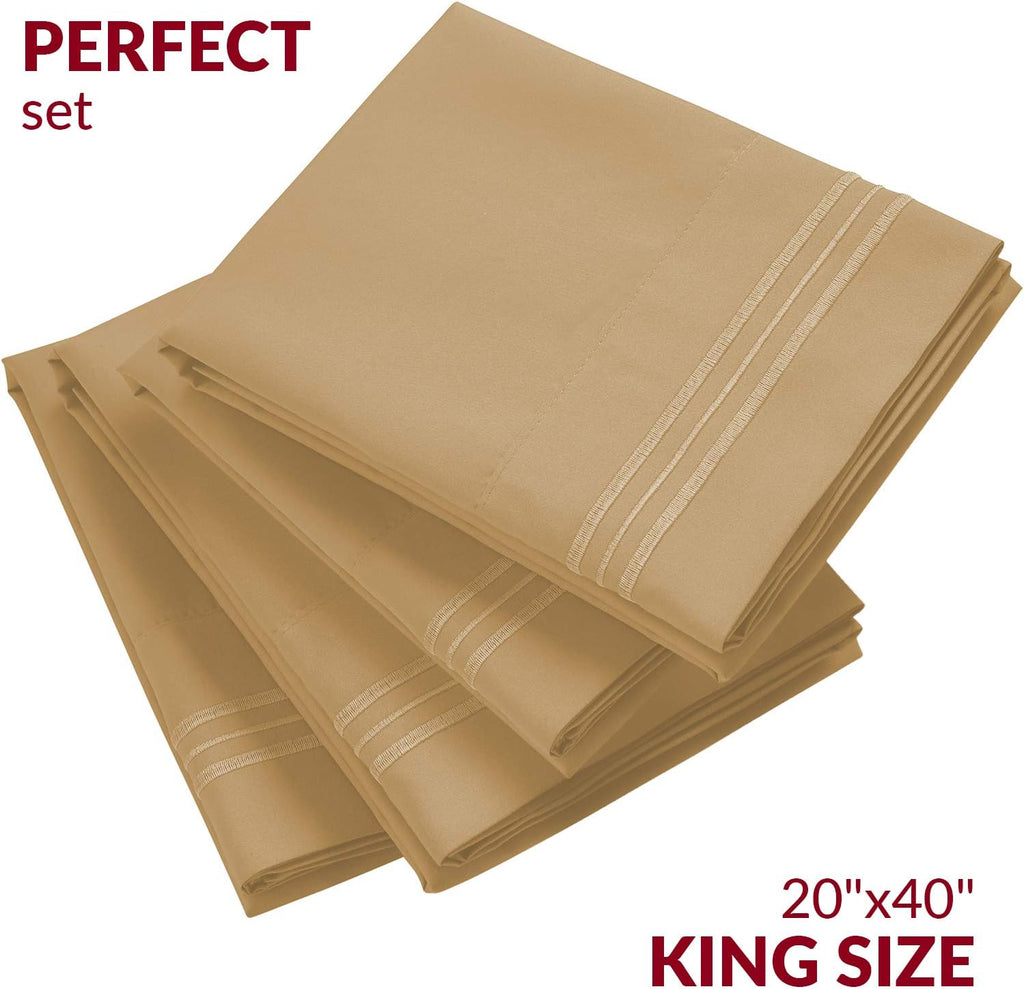 Mellanni Pillow Cases Set - 4 PC Iconic Collection Pillowcases - Hotel Luxury, Extra Soft, Cooling Pillow Covers - Wrinkle, Fade, Stain Res…