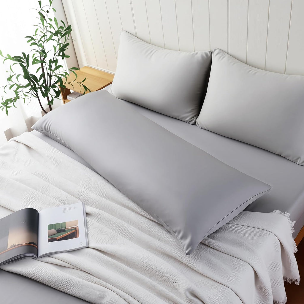 1 Pack Body Size Bamboo Viscose Zippered Pillow Case,400 Thread Count Cooling Pillow Protectors for Hot Sleepers, Luxurious Hotel Quality…