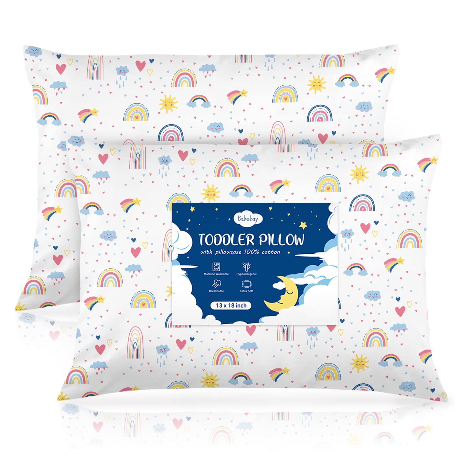 Toddler Pillow,13X18 Toddler Pillows for Sleeping, Machine Washable Kids Pillow with Pillowcase, Perfect for Travel, Toddlers Cot…