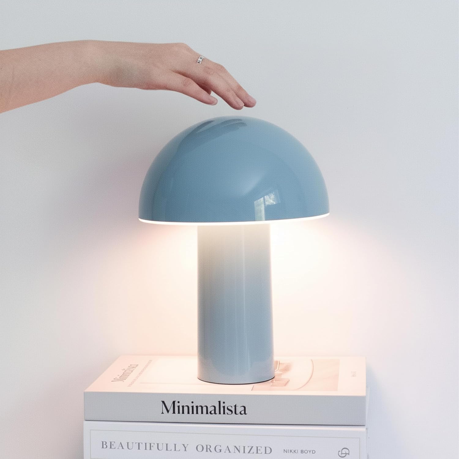 Brightech Celia Small Lamp – 10" Touch-Controlled Mushroom Table Lamp, Cordless & Dimmable LED, Portable & Rechargeable Bedside Night Light…