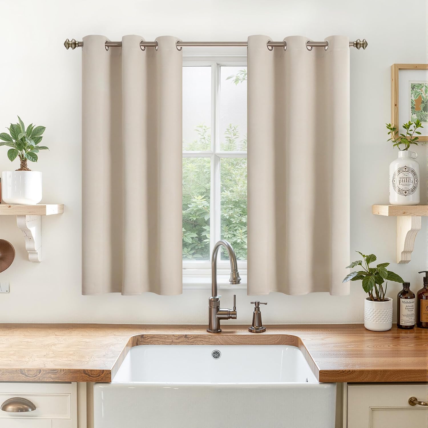 YoungsTex Short Blackout Curtains 45 Inches Long for Window - Small Thermal Insulated Drapes with Grommet Room Darkengin Privacy for Kitche…