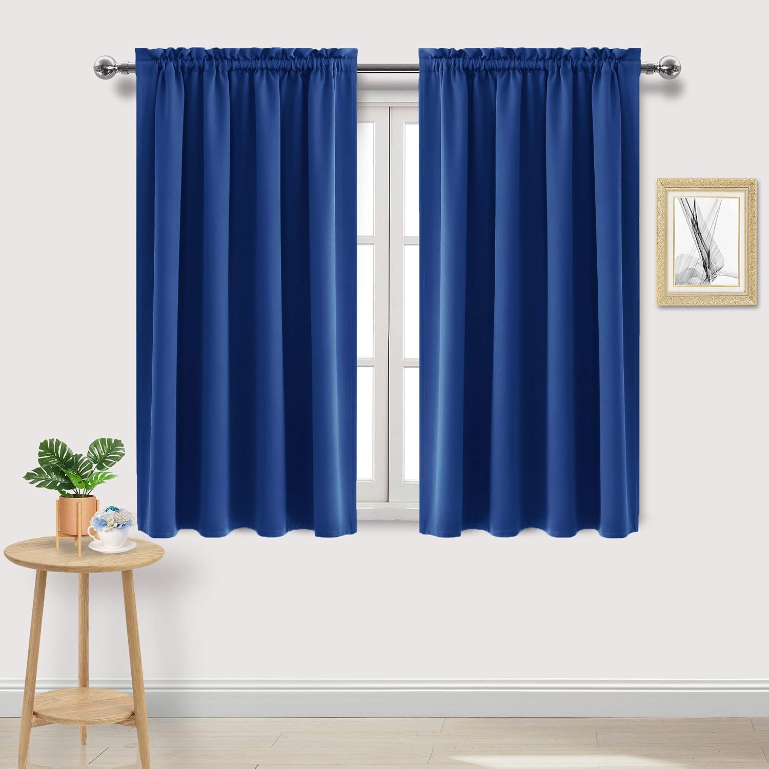 Dwcn Blackout Curtains Room Darkening Thermal Insulated Bedroom Curtains Window Curtain Panels, 52 x 45 inches Long, Set of 2 Classic Blue…