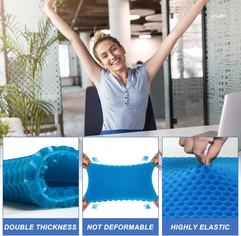 Gel Seat Cushion for Long Sitting - 20" x 20" x 1.8" (Extra Thick&Soft) Gel Cushion for People Over 140 lbs, Pressure Relief Cushion for…