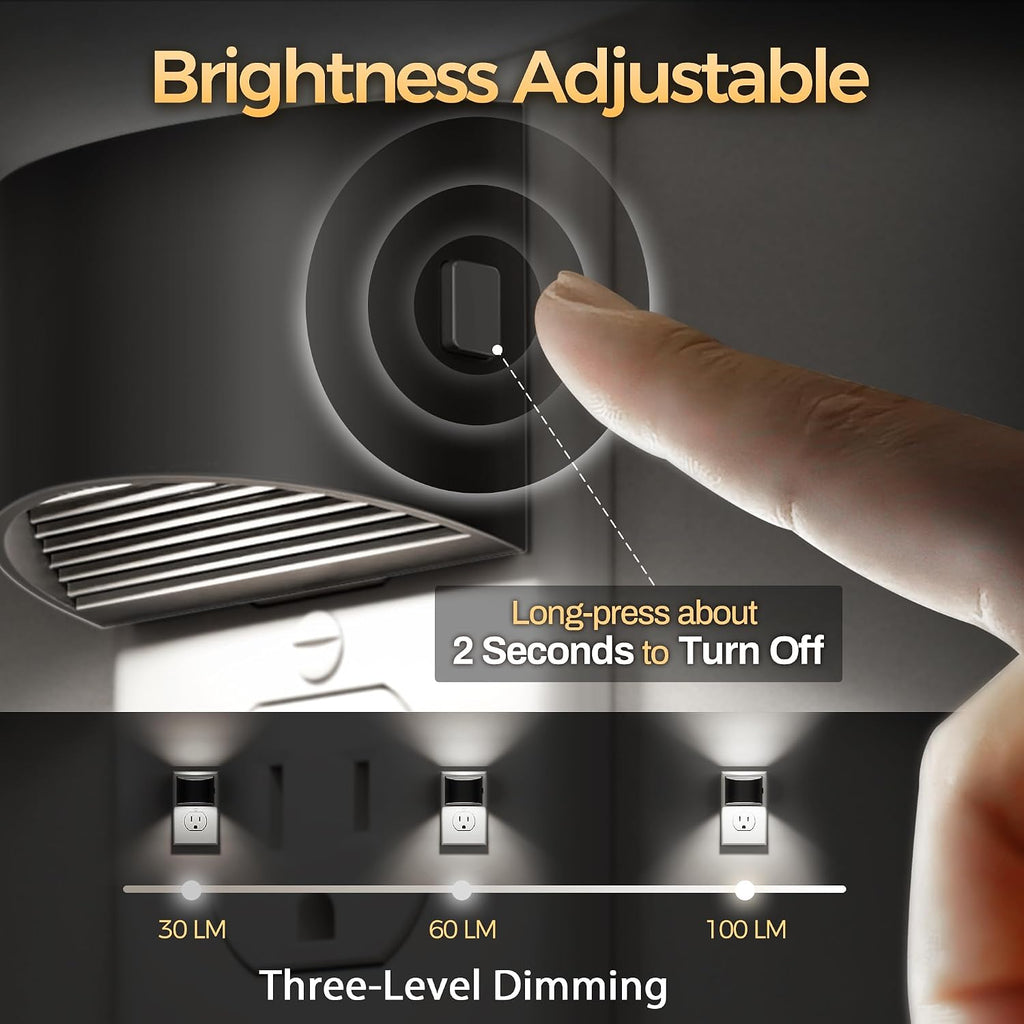 DORESshop LED Night Light[4 Pack], Night Lights Plug into Wall, 3 Level Brightness Adjustable Plug in Night Light, Dusk to Dawn Sensor…