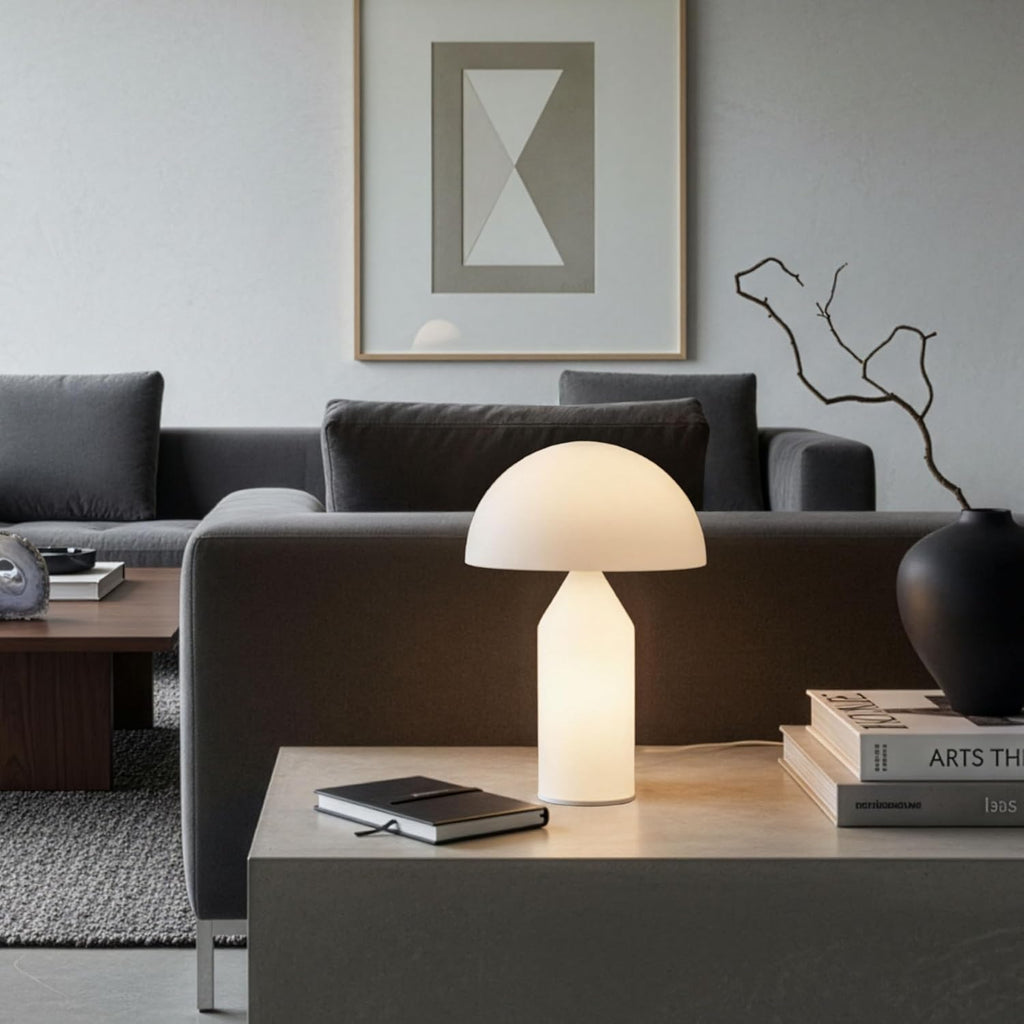 Brightech Venus Glass - 14" Contemporary Table Lamp with Glass Shade and Body - Unique Mushroom Table Lamp - Dimmable LED Light Bulbs for…