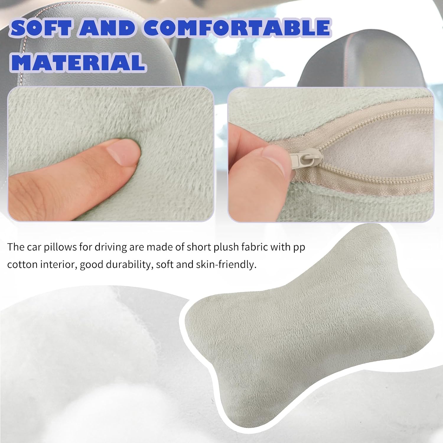 2PCS Car Headrest Pillow, Soft & Comfortable Car Neck Pillow for Driving Fatigue Relieve, All-Season Universal Cars Head Rest Pillows…