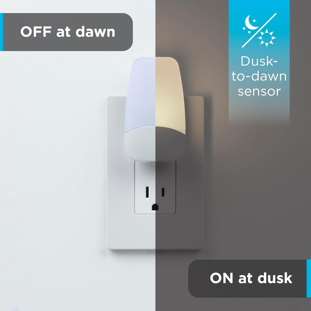 GE LED Night Lights Plug Into Wall, Dusk to Dawn Sensor, Ambient Lighting, Dorm Room Essentials, Nightlight for Bedroom, Bathroom Decor…