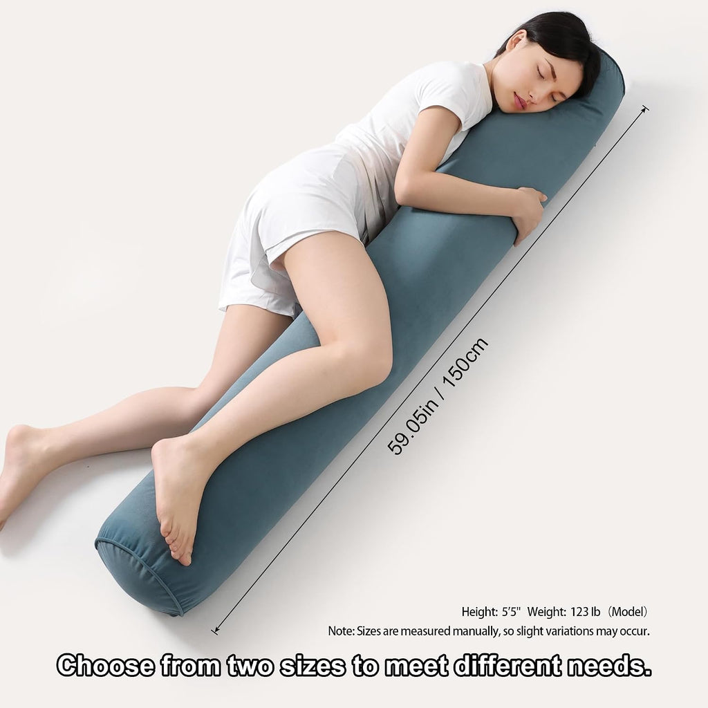Body Pillow for Adults, Long Round Pillow, Big Cylindrical Pillow, Large Full Bolster Pillows for Side Sleepers (Slate Blue, 59"*7.87")