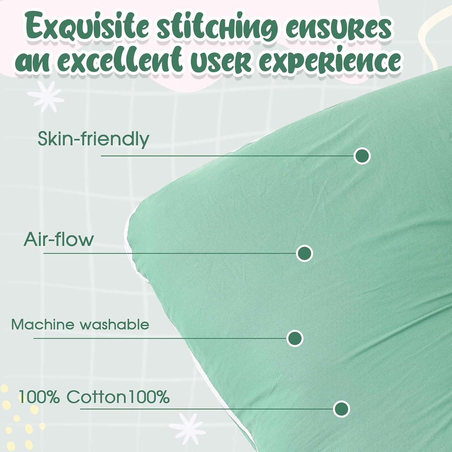 Hahafelt 3 Pcs U-Shaped Pregnancy Pillow Cover, Cotton or Crystal Velvet Maternity, Soft Breathable Fit for 55"x31" Body…