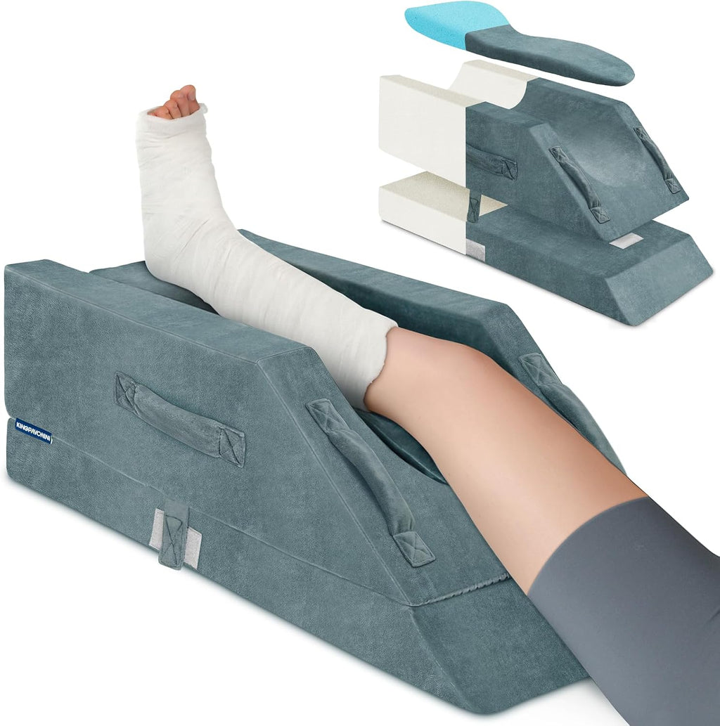 KingPavonini 4-Height Adjustable Leg Elevation Pillows for After Surgery with Ergonomic Curve, Memory Foam Wedge Pillow for Legs Swelling a…
