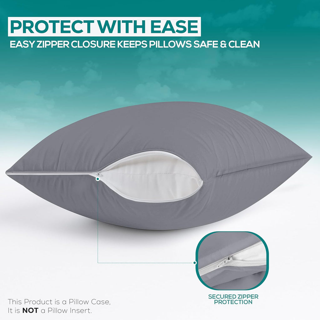 Utopiabedding Utopia Bedding 100% Waterproof Pillow Protectors with Zipper Standard Size (Set of 2), Bed Bug and Dust Mite Proof Zippered P…