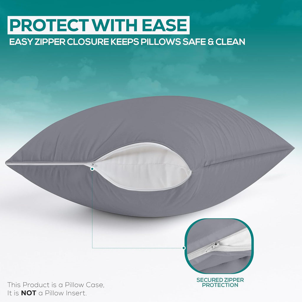 Utopiabedding Utopia Bedding 100% Waterproof Pillow Protectors with Zipper King Size (Set of 2), Bed Bug and Dust Mite Proof Zippered Pillo…
