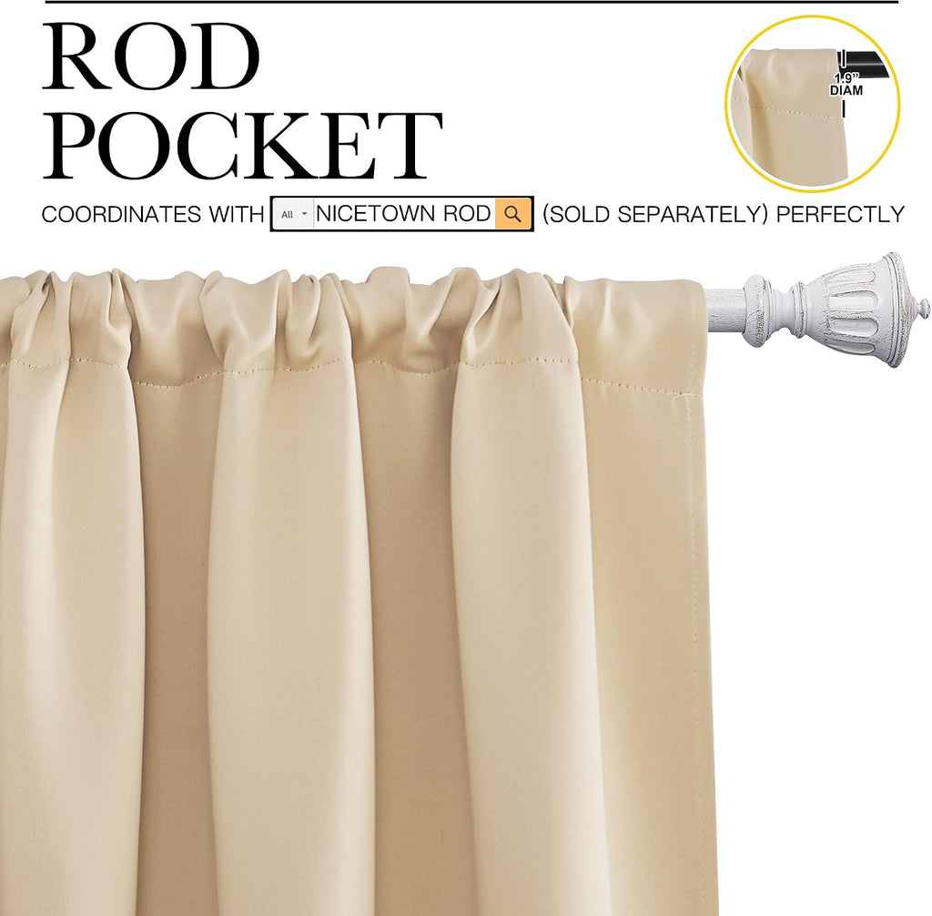 NICETOWN Blackout Room Darkening Curtains - Home Decoration Light & Noise Reducing Thermal Insulated Window Draperies with Rod Pocket Top…