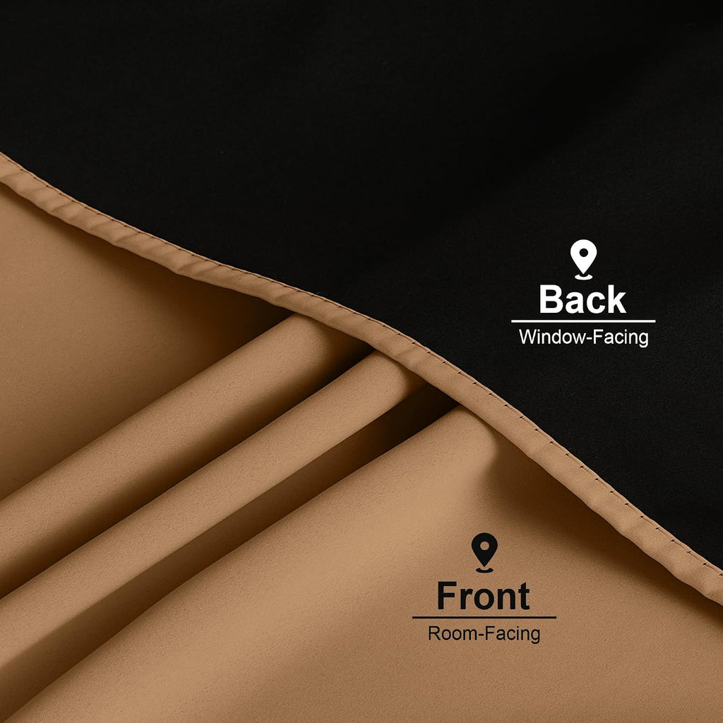 Nicetown Gold Brown 100% Blackout Curtains for Living Room, 52 x 84 Inch 2 Panels Black Lined Insulated Window Treatment, Rod Pocket Style,…