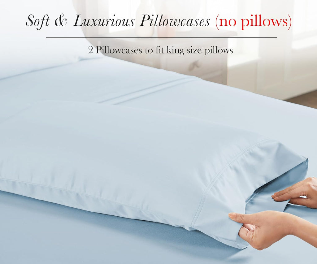 CaliforniaDesignDen California Design Den Pillow Cases King Size Set of 2-100% Egyptian Cotton Pillowcases with Envelope Closure, Soft Sate…
