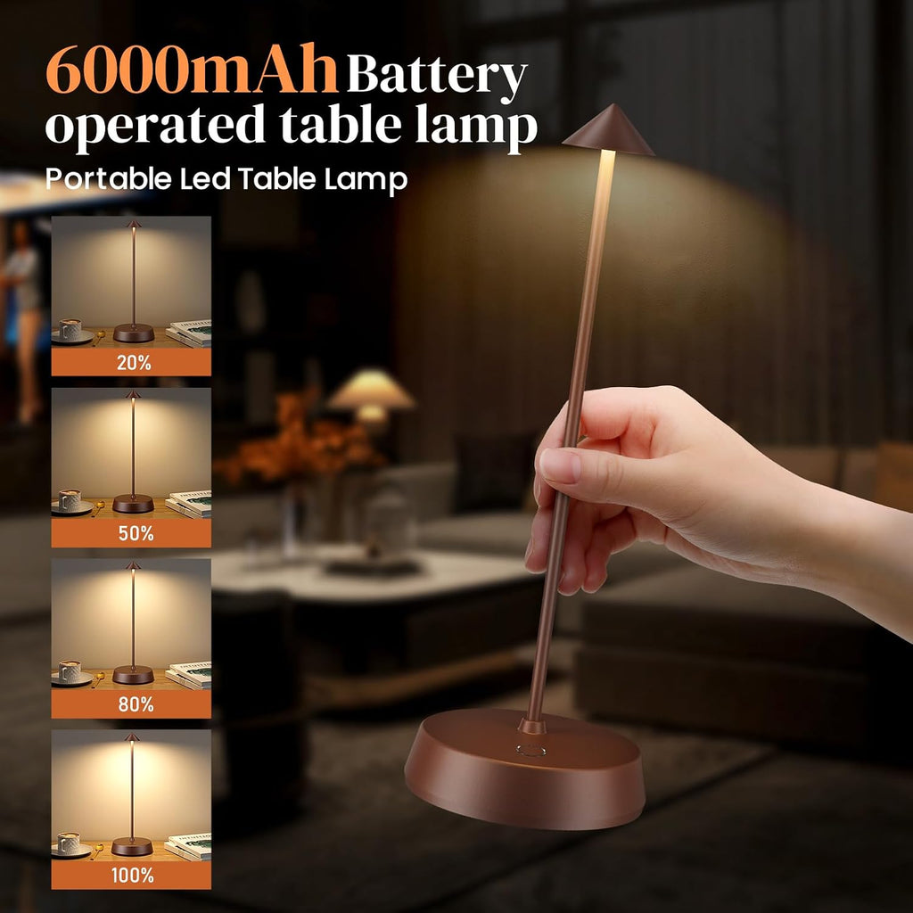 Cordless Table Lamp Rechargeable, Battery Operated 6000mAh Desk Lamp Touch Dimmable Lamp Outdoor Waterproof Portable Wireless Table…