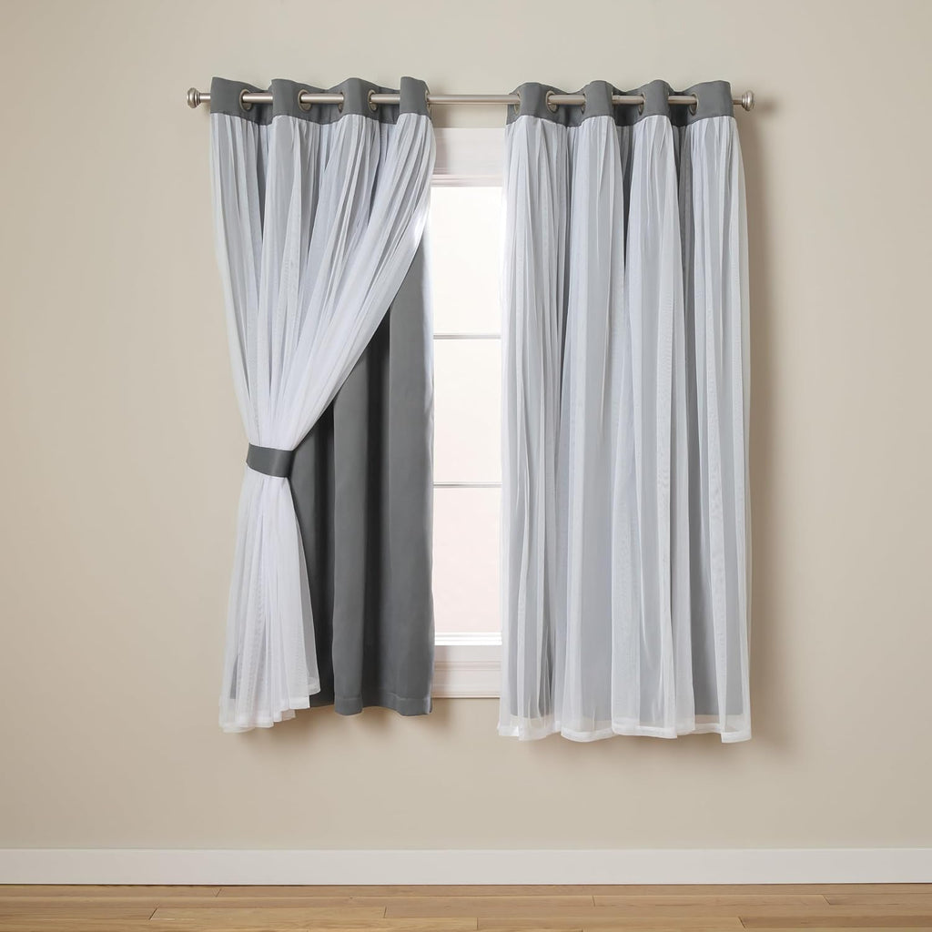 TOWN & COUNTRY LUXE Talia Double Layer Indoor Curtains, Sheer and Room Darkening Blackout, Grommet Top, Energy Efficient, 2-Pack Set…