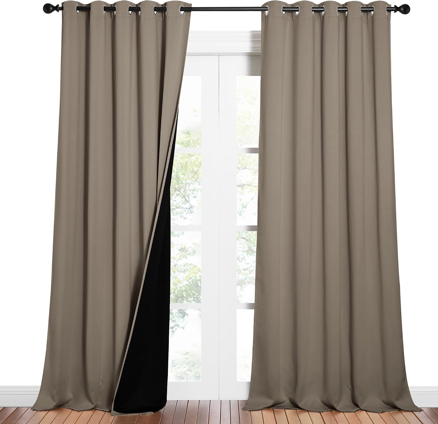 Nicetown Taupe Full Shade Curtain Panels, Pair of Energy Smart & Noise Blocking Out Blackout Drapes for Dining Room Window, Thermal Insulat…