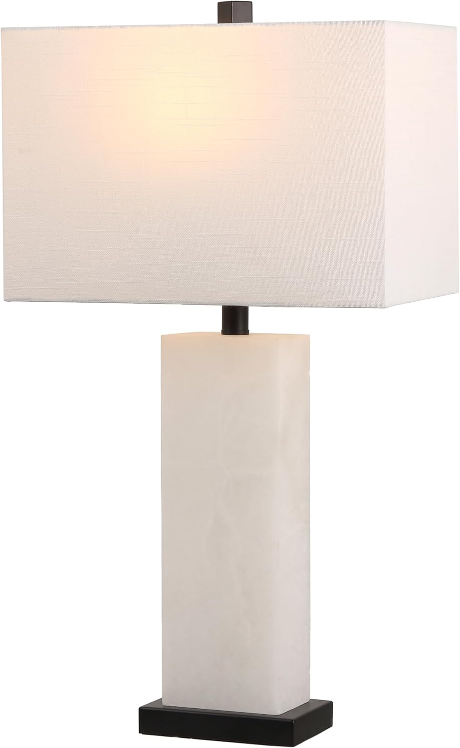 JONATHAN Y 27" White Black Alabaster Rectangular Table Lamp Contemporary Modern Bedside Nightstand Lamp for Living Room Bedroom with…