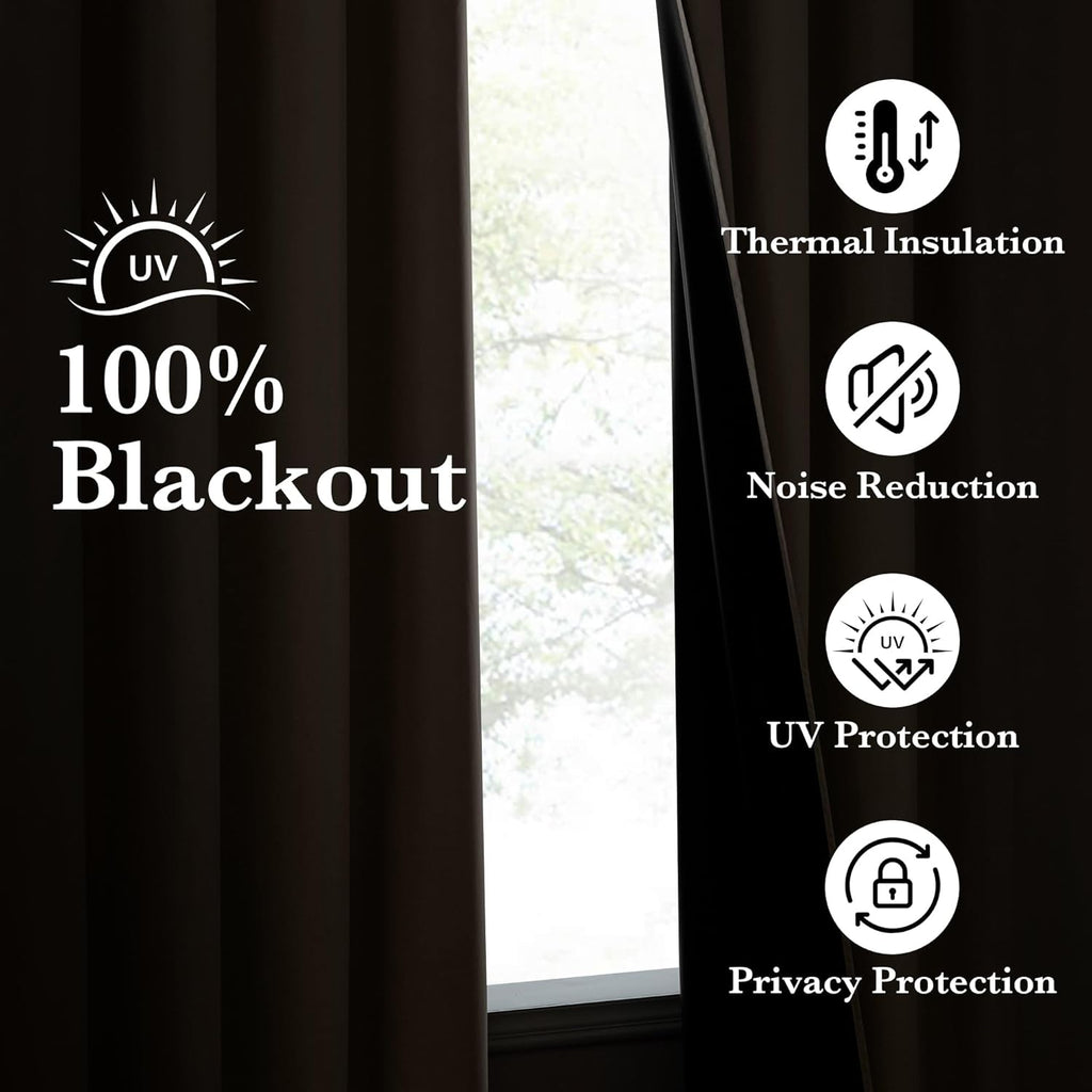 Nicetown 100% Full Blackout Portable Curtains for Bedroom, Grommet Lightweight Travel Black Out Shades Window Treatments Thermal Curtains f…