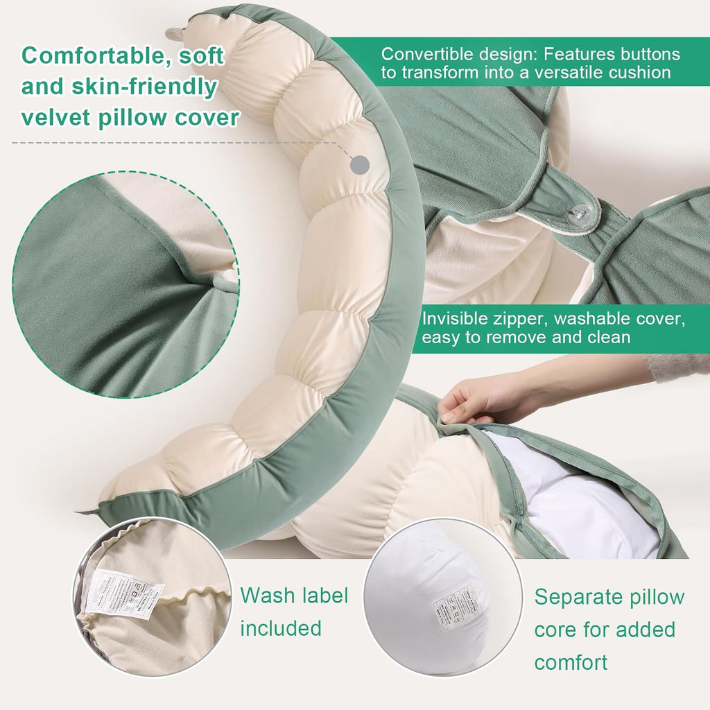 Peallow(Pat. Pend) – Long Round Body Pillow for Adults, Bolster Pillow for Sleeping, Soft and Supportive Pillow for Sleeping & Lumbar…