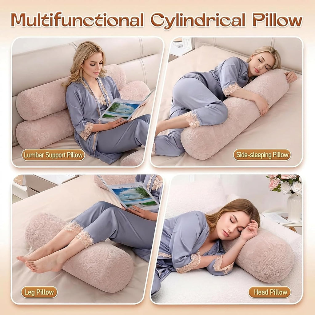 1 MIDDLE ONE Body Pillow for Adults, Bolster Pillow with Removable Velour Cover, Long Round Roll Cylinder Pillow for Bed, 47" x 7.87"…