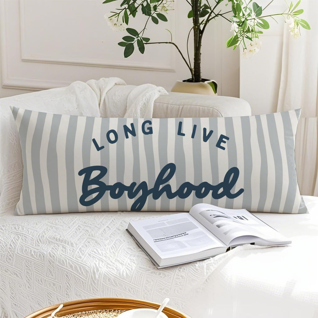 Long Live Boyhood 20x54 Body Pillow Cover for Boys Room Nursery, Boy Nursery Decor, Kids Playroom Decor, Trendy Retro Blue Boyhood…
