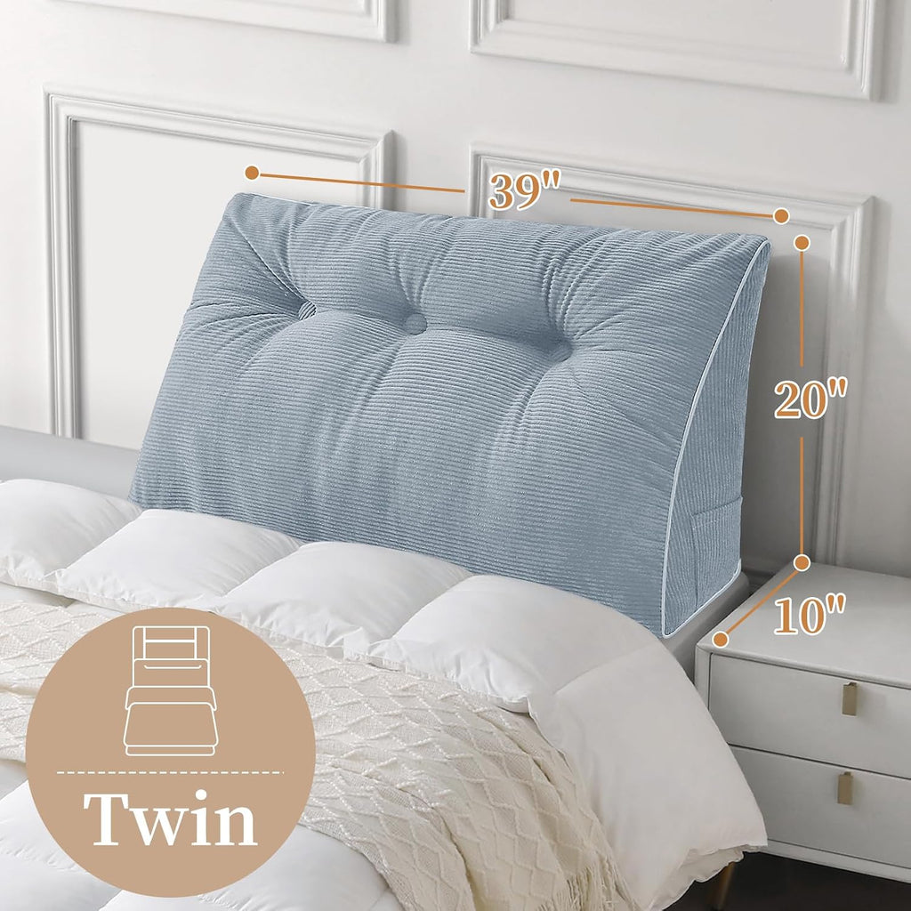 Sasttie Headboard Pillow Twin/Twin XL, Wedge Pillow Headboard for Dorm, Triangular Daybed Backrest Cushion for Sitting or Reading in Bed, w…
