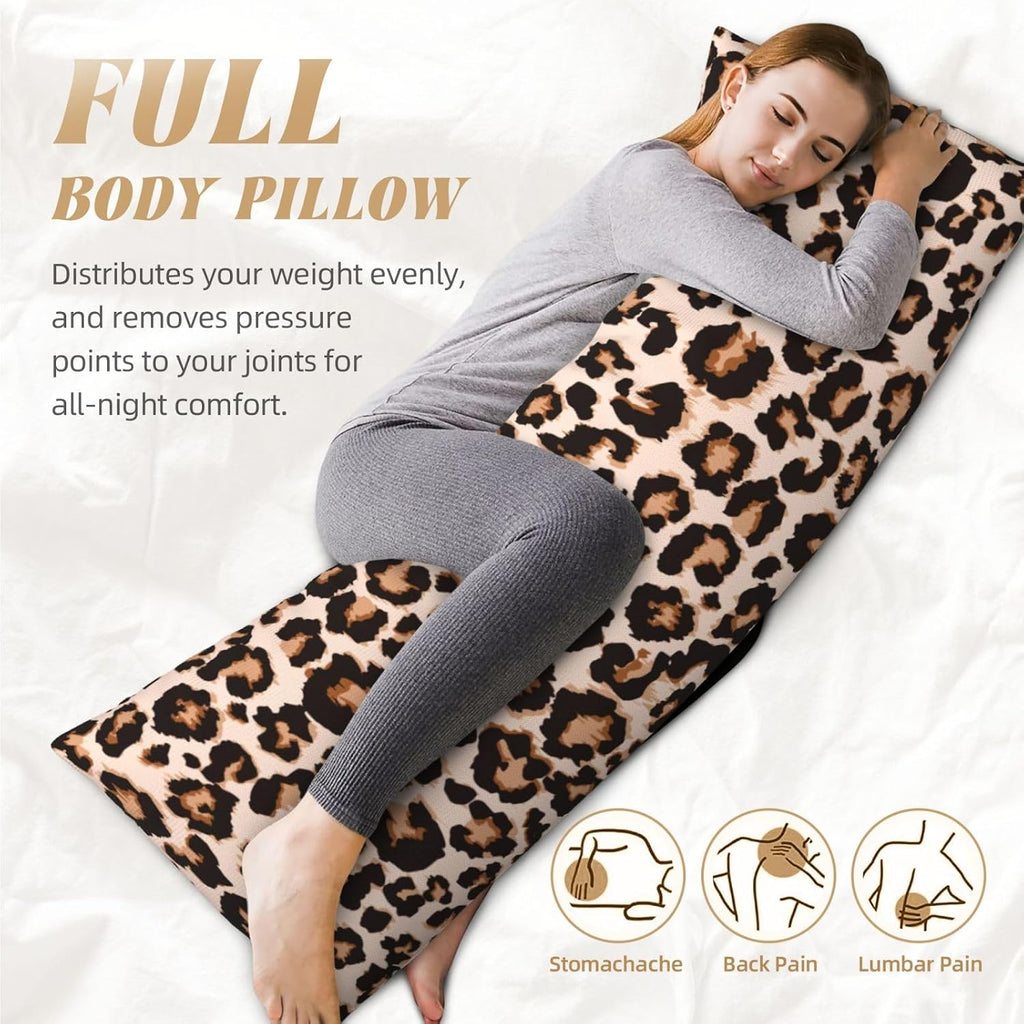 Sovvin Cheetah Print Body Pillow Cover Leopard Long Pillow Case with Zipper Decorative Soft Cushion Bedding Pillowcase for Couch Bed…