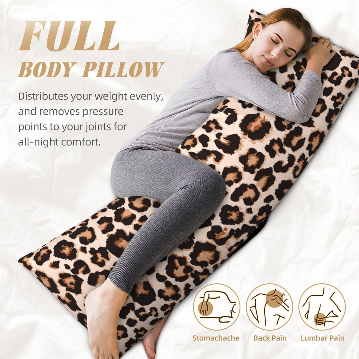 Sovvin Cheetah Print Body Pillow Cover Leopard Long Pillow Case with Zipper Decorative Soft Cushion Bedding Pillowcase for Couch Bed…