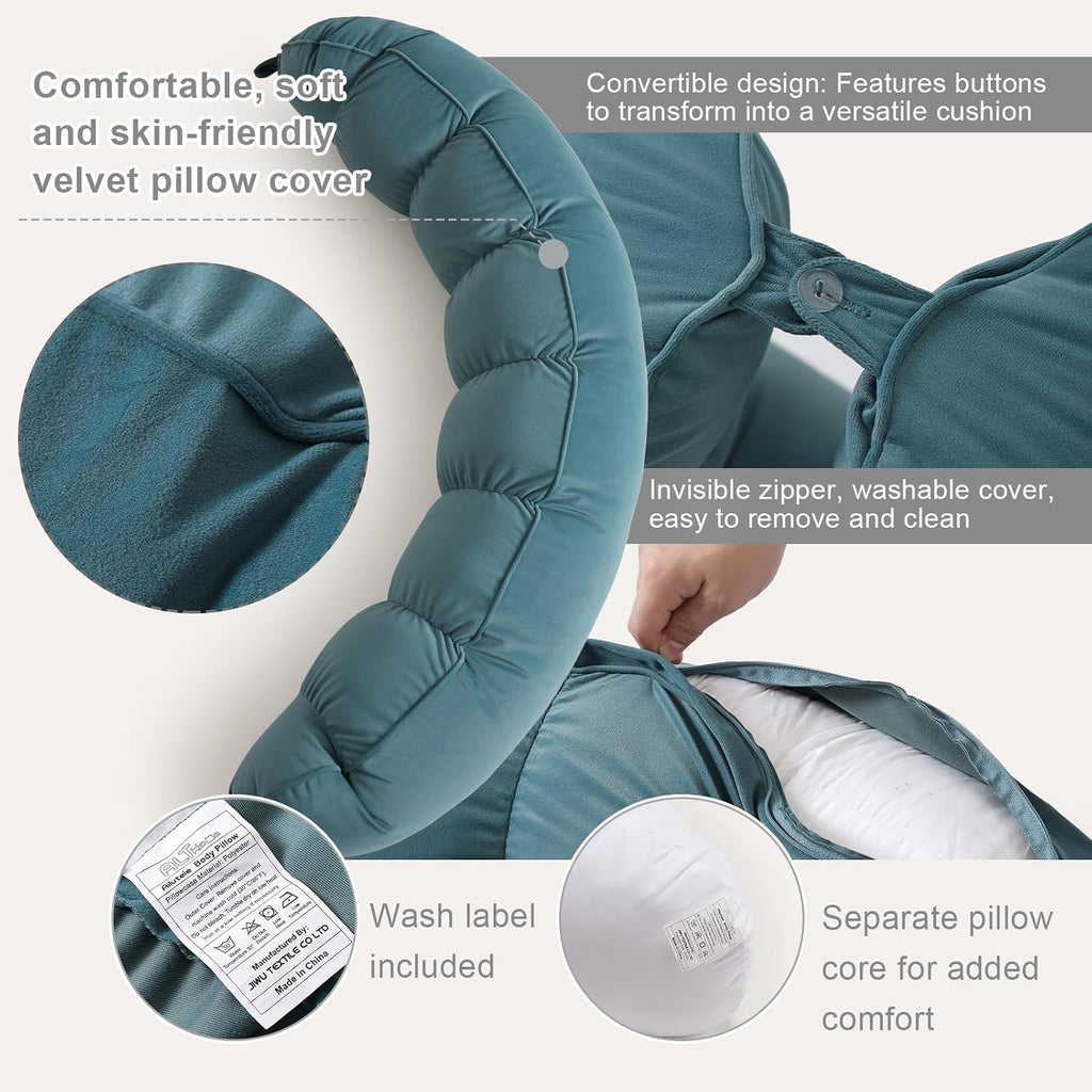 Peallow(Pat. Pend) – Long Round Body Pillow for Adults, Bolster Pillow for Sleeping, Soft and Supportive Pillow for Sleeping & Lumbar…