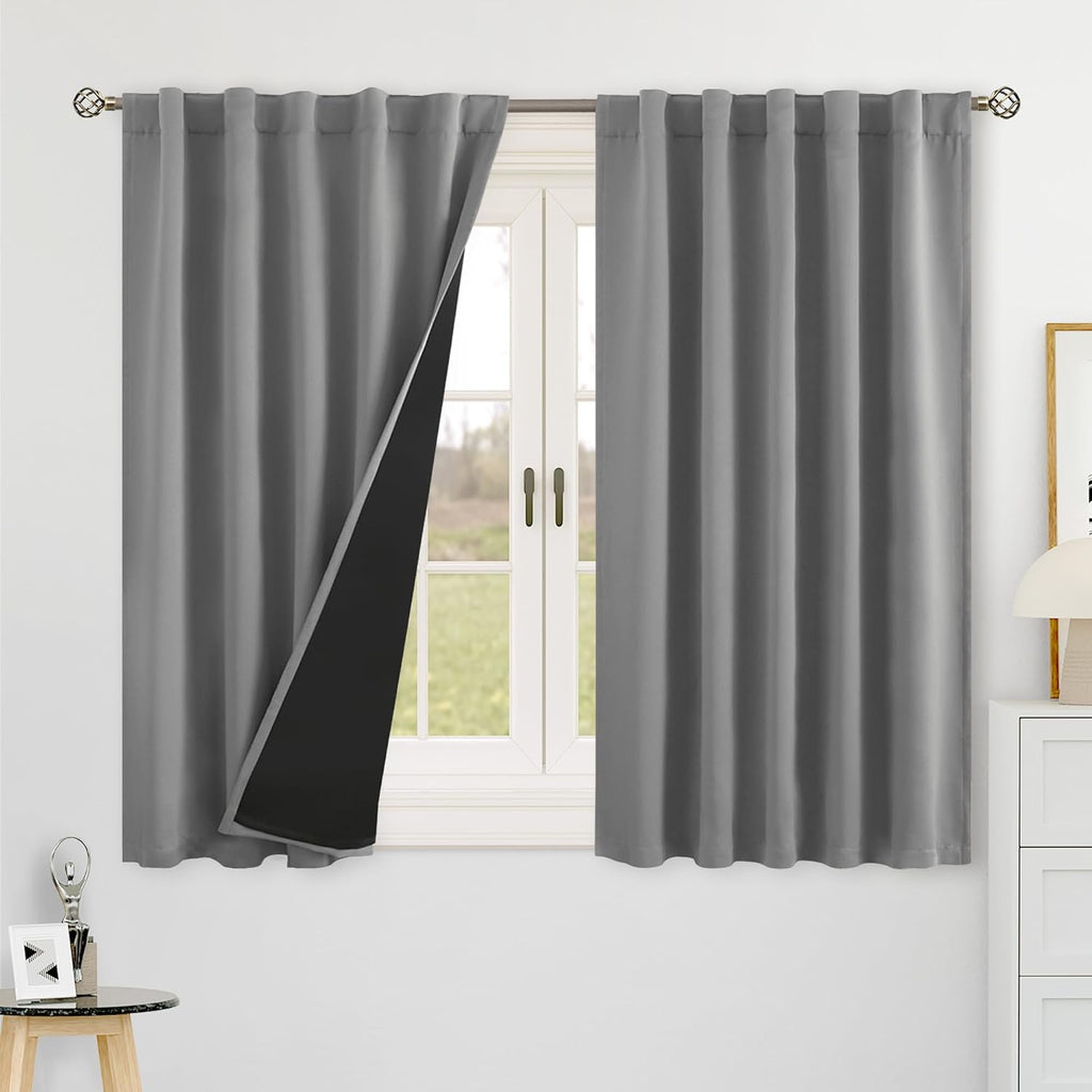 Gment 100% Blackout Curtains 48 Inches Long, Privacy RV Curtains for Small Camper Windows Thermal Insulated Room Darkening Rod Pocket and…