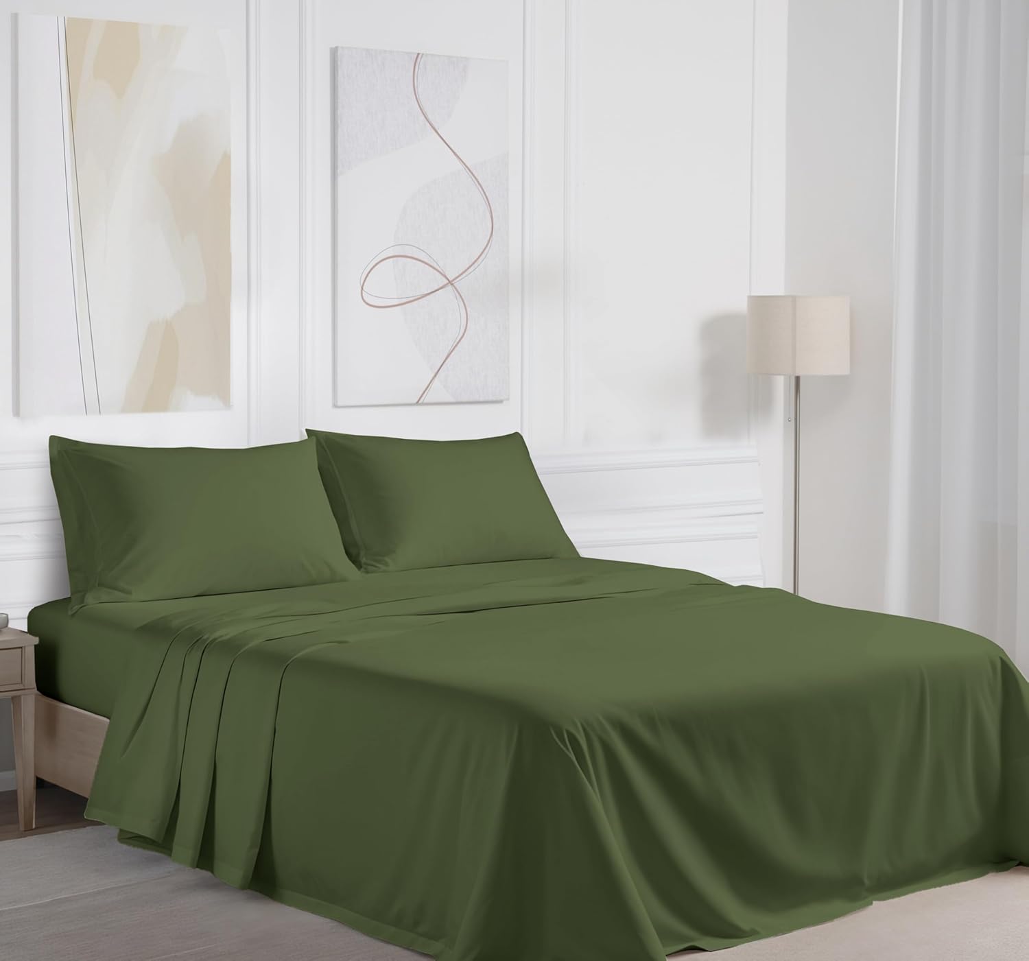 Ruvanti 100% Cotton Percale Sheets Queen Size – Crisp Cooling Bed Sheets for Hot Sleepers, Deep Pocket 16”, Soft Breathable & Durable Hotel…