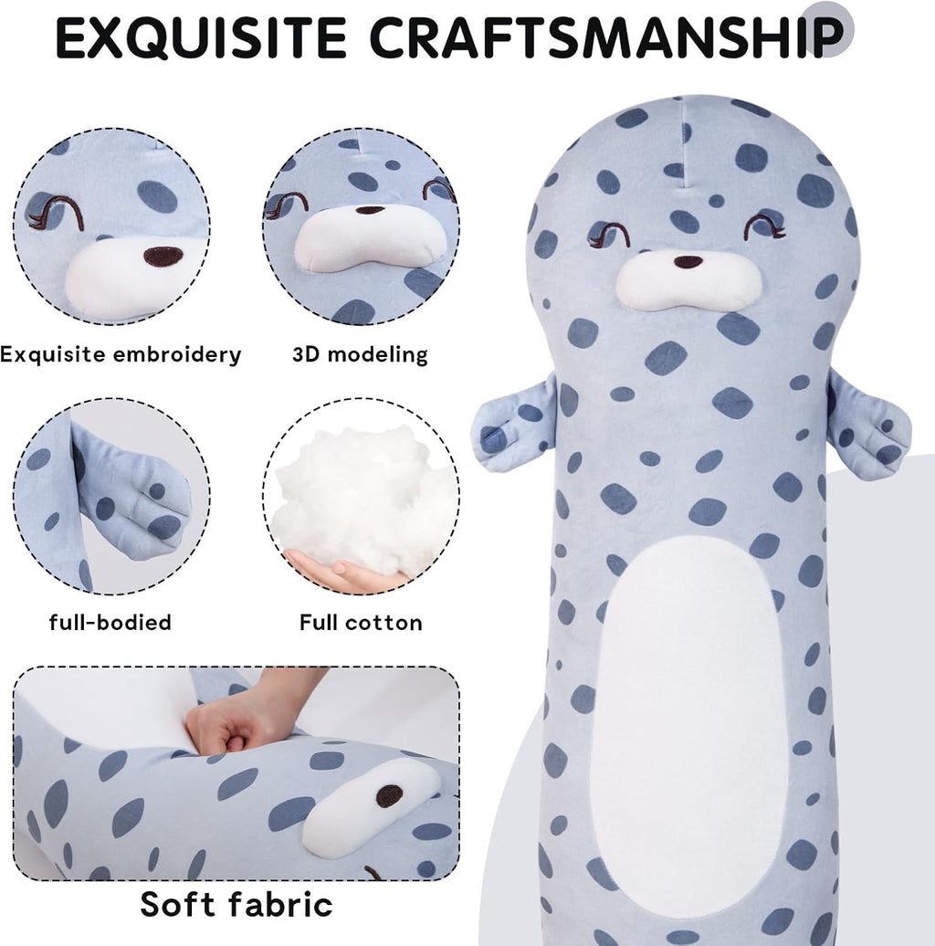 Dalmao 22inch Large Seal Stuffed Animals Plush Body Pillow, Soft Chubby Ocean Seals Plush Toy Plushy Gift for Kids Boy Girl Birthday
