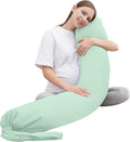 Moonpark MOON PARK Pregnancy Pillow - Incredibly Smooth and Soft Cooling Cover I Shaped Full Body Maternity Pillow with Removable Cover - S…