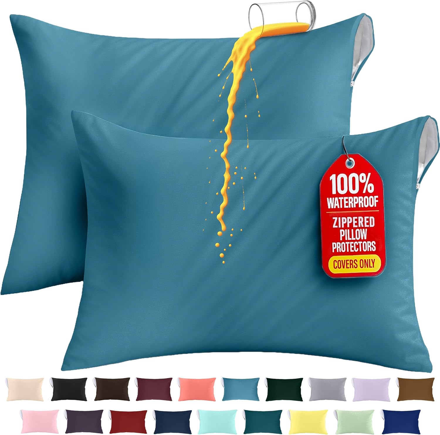 Utopiabedding Utopia Bedding 100% Waterproof Pillow Protectors with Zipper Queen Size (Set of 2), Bed Bug and Dust Mite Proof Zippered Pill…