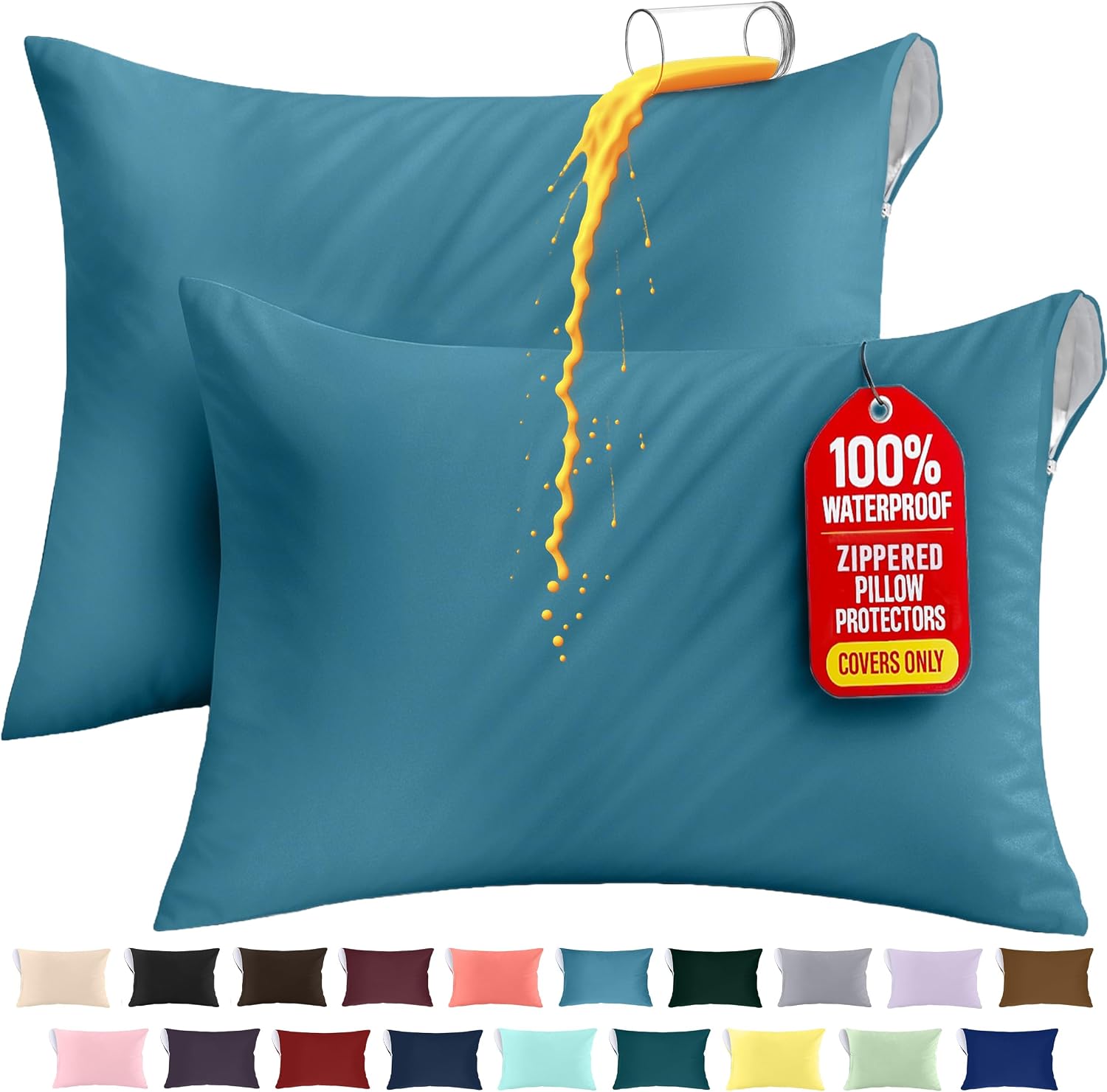 Utopiabedding Utopia Bedding 100% Waterproof Pillow Protectors with Zipper King Size (Set of 2), Bed Bug and Dust Mite Proof Zippered Pillo…