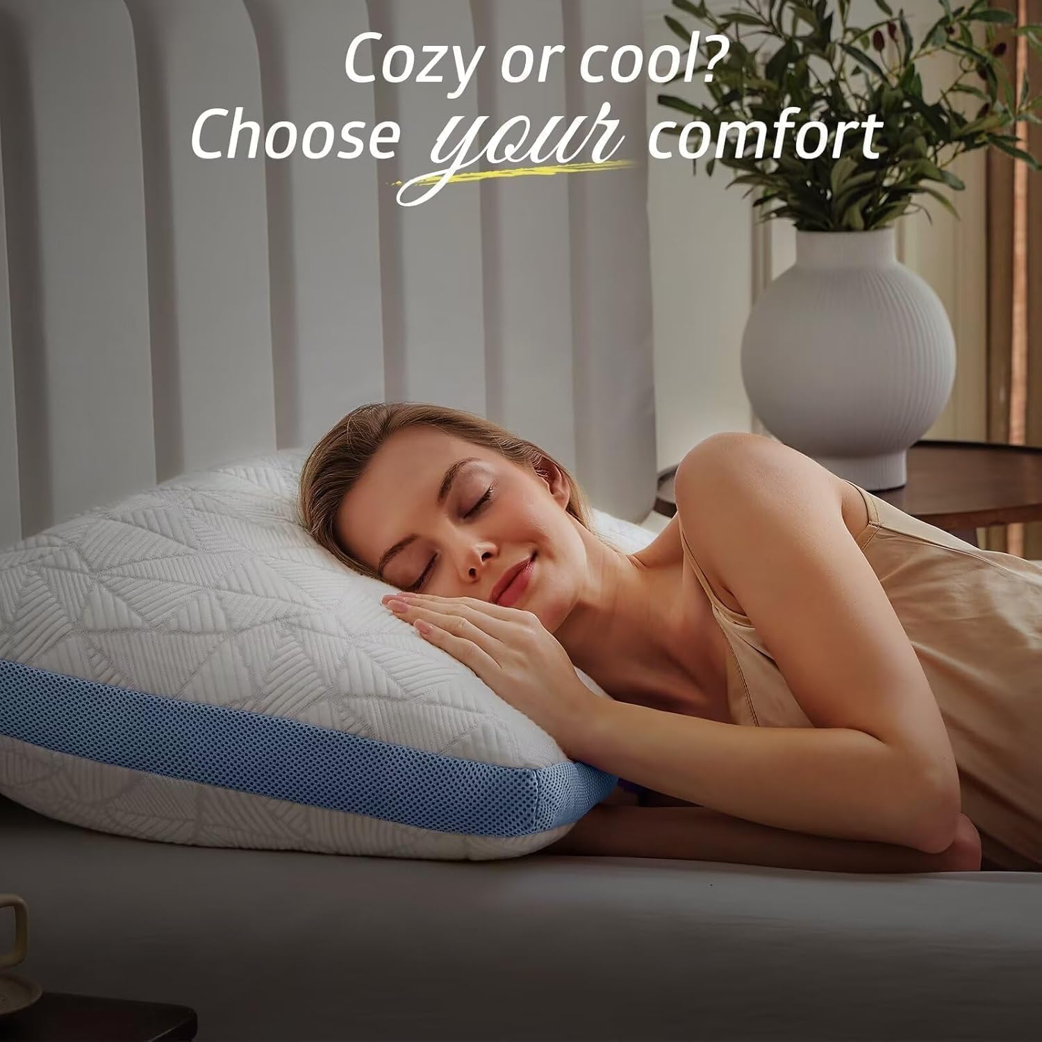 BETU Cooling Pillows Standard Size Set of 2, Shredded Memory Foam Cool Pillows for Hot Sleepers, Adjustable Firm Soft Support Bed Pillows…