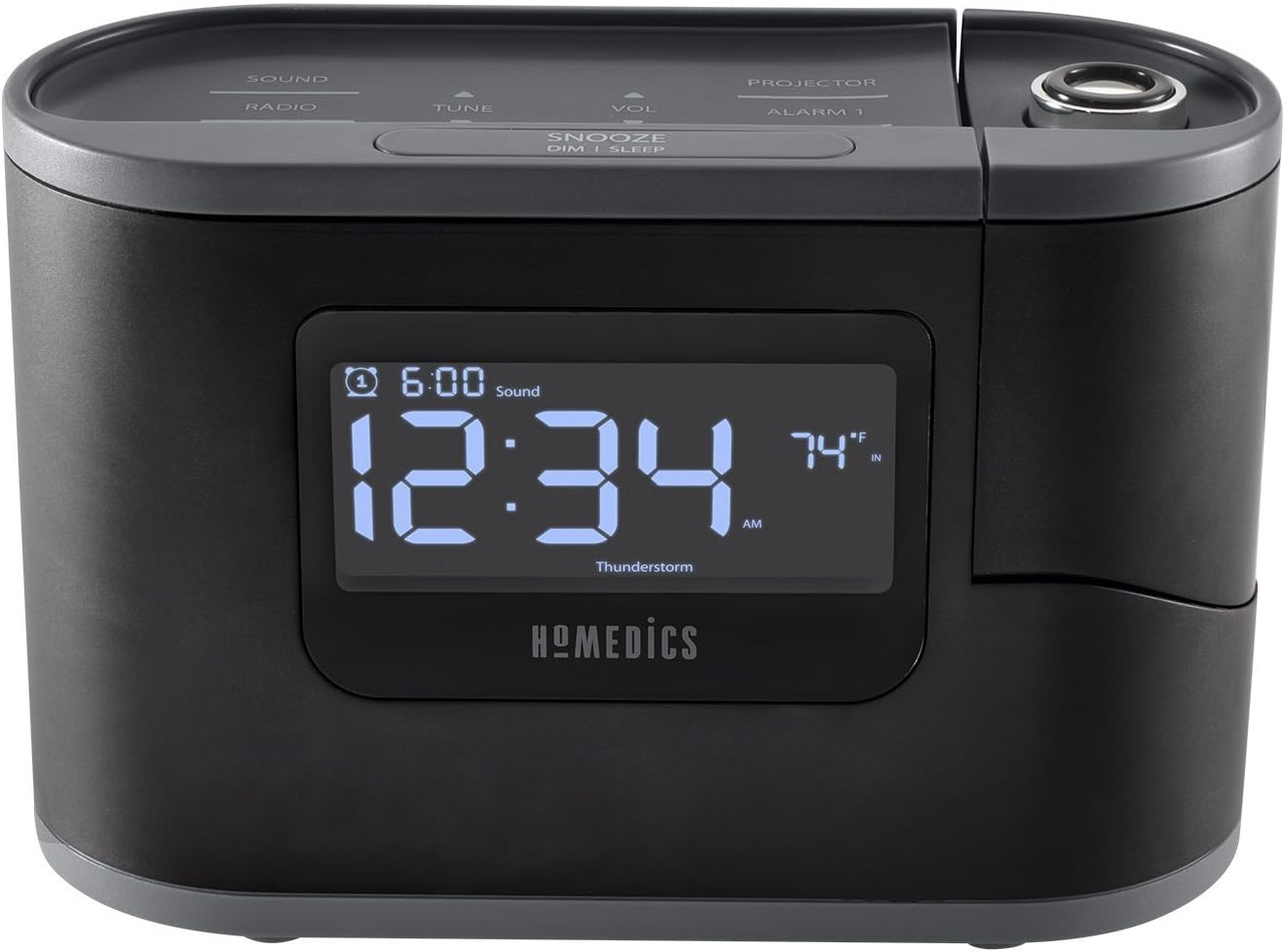 Homedics SoundSleep Recharged Alarm Clock & White Noise Sound Machine, 6-In-1 Projection Alarm Clock And Sleep Sound Machine, 8 Nature…