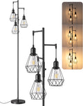 Edishine 70IN Farmhouse Floor Lamps for Living Room, Dimmable Industrial Tall Standing Lamps 3 LED Edison Bulbs Included, Diamond-Shaped Ca…
