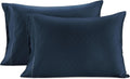 LaneLinen LANE LINEN Pillows Queen Size Set of 2, Soft 100% Egyptian Cotton, Cool & Smooth Pillow Cases - Swiss Dot - Estate Blue Cotton Bl…