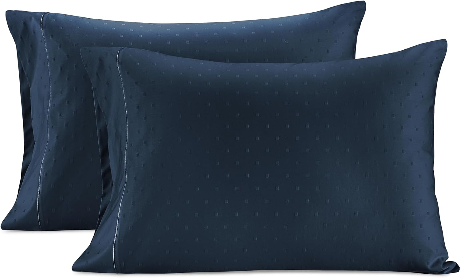 LaneLinen LANE LINEN Pillows Queen Size Set of 2, Soft 100% Egyptian Cotton, Cool & Smooth Pillow Cases - Swiss Dot - Estate Blue Cotton Bl…