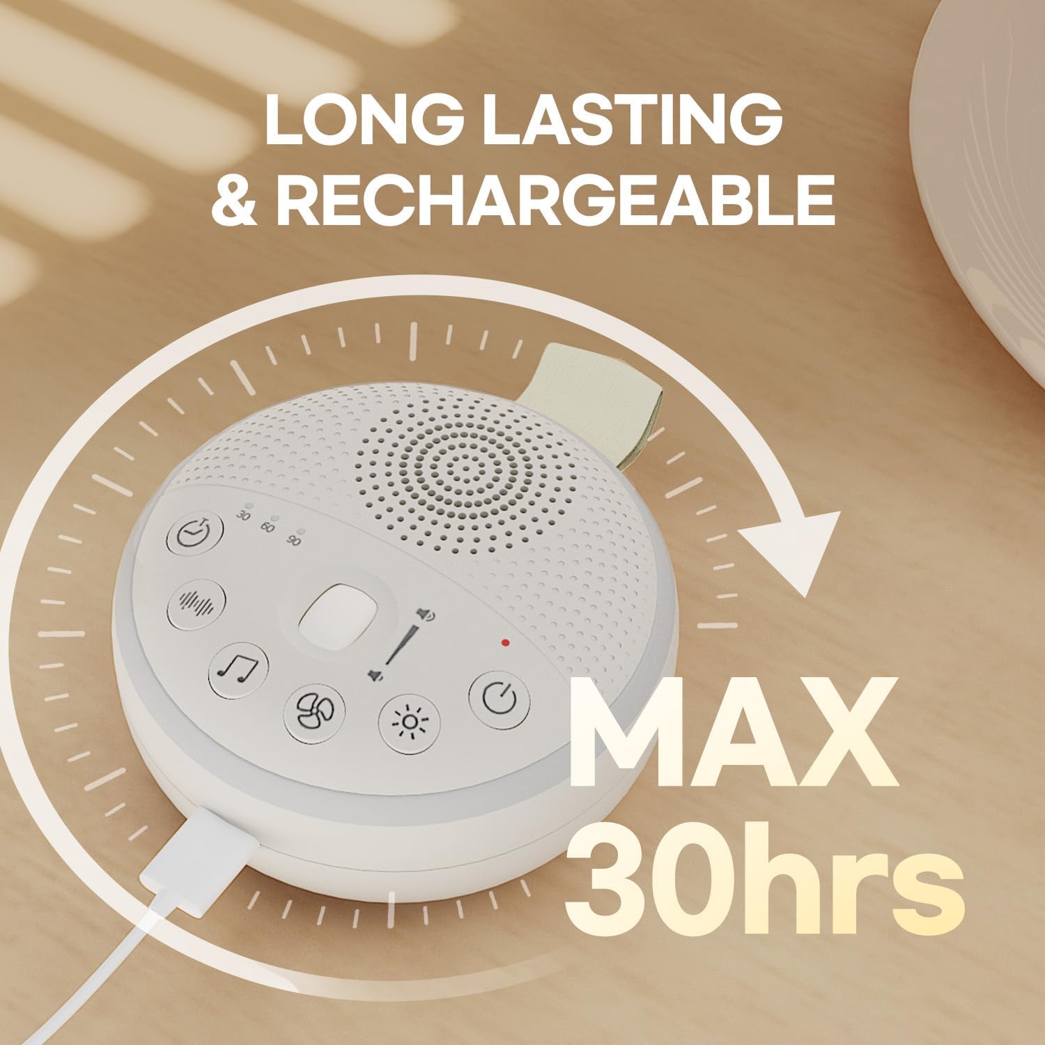 HuBDIC HubiCare White Noise Machine, Portable Sound Machine with 21 Soothing Sleep Sounds, Long-Lasting Battery, Gentle LED Mood Light, Tra…