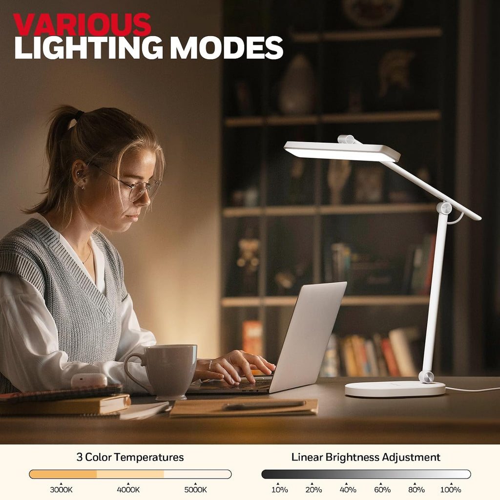HoneywellAirComfort Honeywell Desk Lamp for Home Office, H4 SunturaluxTM Eye-Caring LED Desk Light, 700LM Dimmable Desk Lamp with Timer, Adj…
