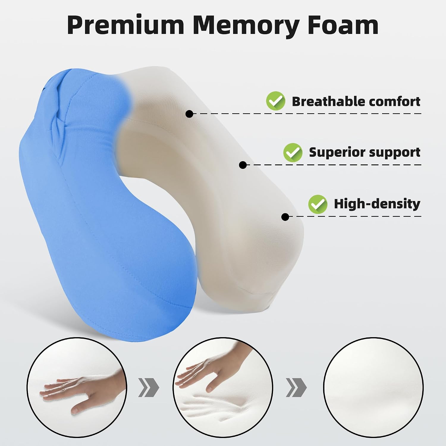 Privacy-Friendly Hooded Travel Pillow for Kids & Adults, Sensory-Friendly, Memory Foam Neck Support for Airplane, Car & Train, Breathable…
