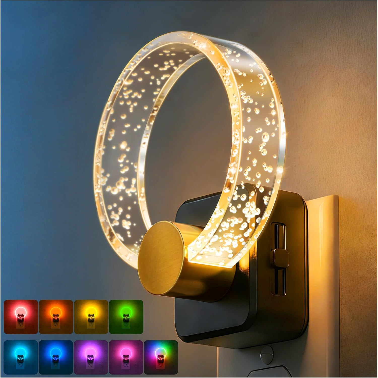 DORESshop Night Lights Plug into Wall, LED Night Light Color Changing RGB with Dusk-to-Dawn Sensor, Adjustable Brightness, Dimmable…