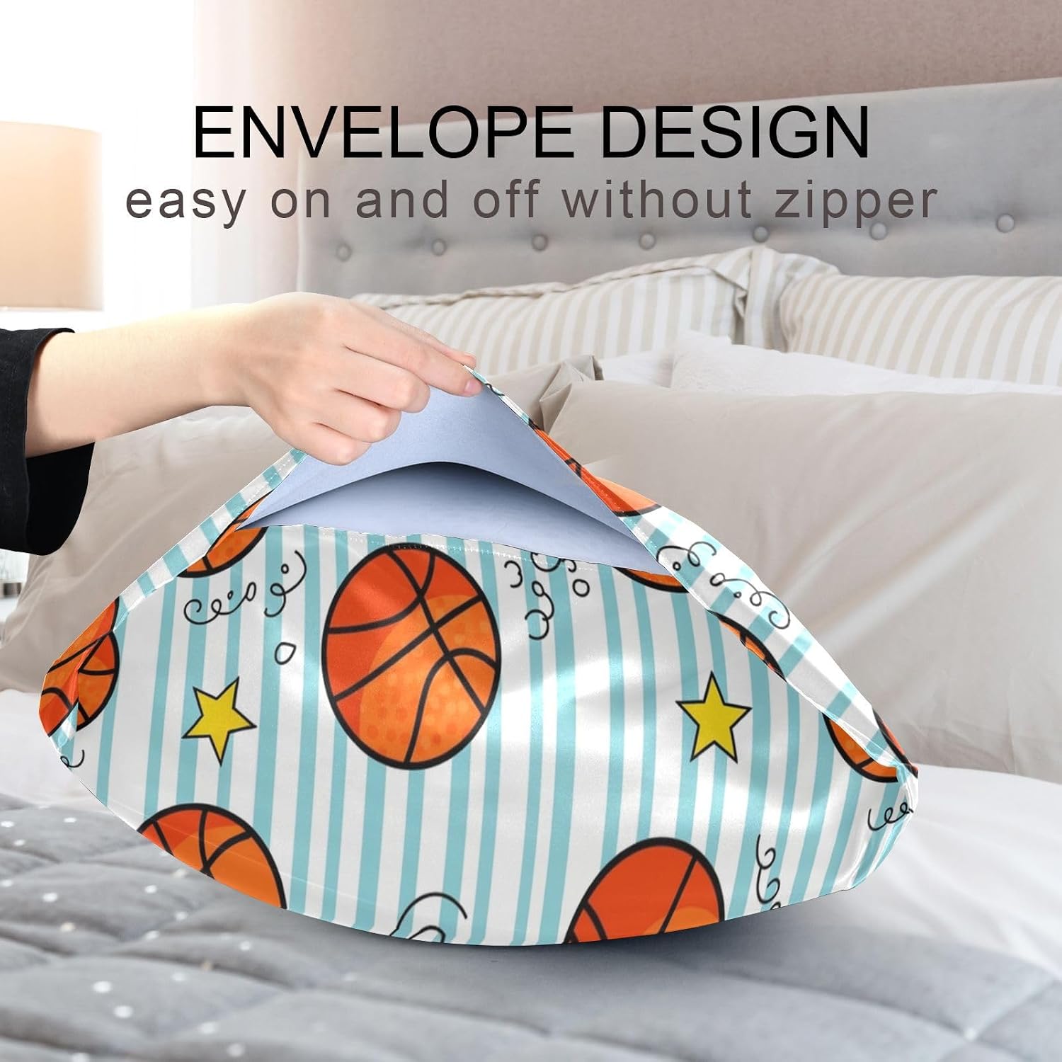 Basketball Stars Pillow Covers Silk Pillowcase for Hair and Skin Breathable Soft Satin Pillowcase King Size Pillow Case for Hot Sleepers…