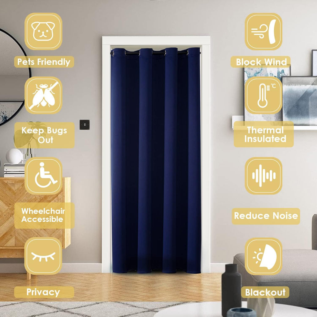 ChrisDowa Blackout Door Curtains for Doorway Privacy, Grommet Closet Curtains for Bedroom Closet Door, Thermal Insulated Doorway Cover Room…